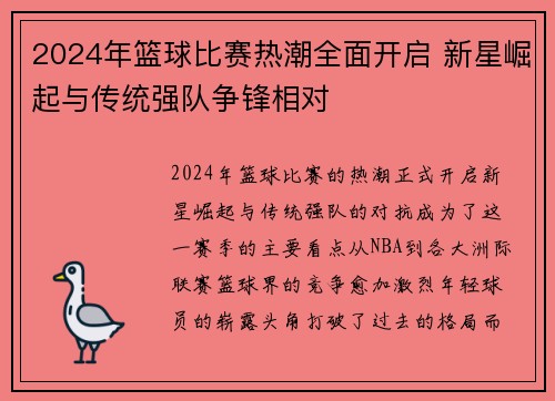 2024年篮球比赛热潮全面开启 新星崛起与传统强队争锋相对